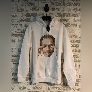NEW - ICY - ASAP ROCKY JUMBO FLEECE HOODIE - White - Small